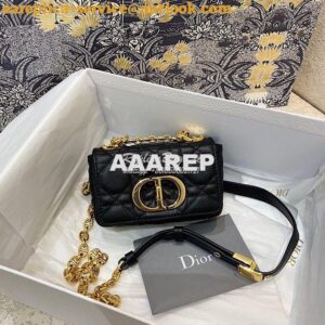 Replica Dior Micro Caro Bag in Black Supple Cannage Calfskin S2022