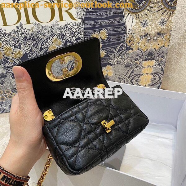 Replica Dior Micro Caro Bag in Black Supple Cannage Calfskin S2022 9