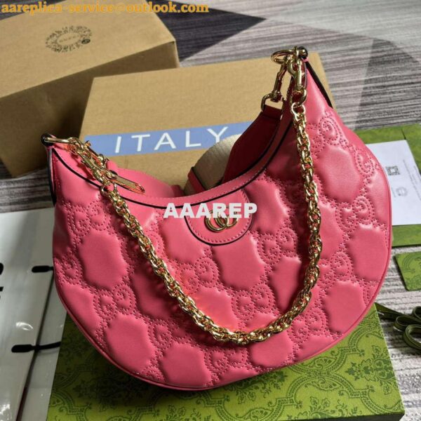 Replica Gucci 739709 GG Matelassé Small Shoulder Bag Rose pink 5