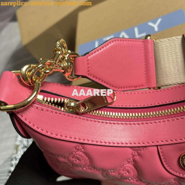 Replica Gucci 739709 GG Matelassé Small Shoulder Bag Rose pink 9