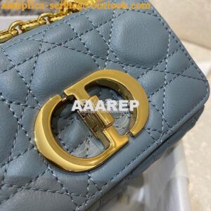 Replica Dior Micro Caro Bag in Cloud Blue Supple Cannage Calfskin S202 2