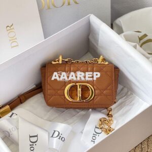 Replica Dior Micro Caro Bag in Cognac Supple Cannage Calfskin S2022