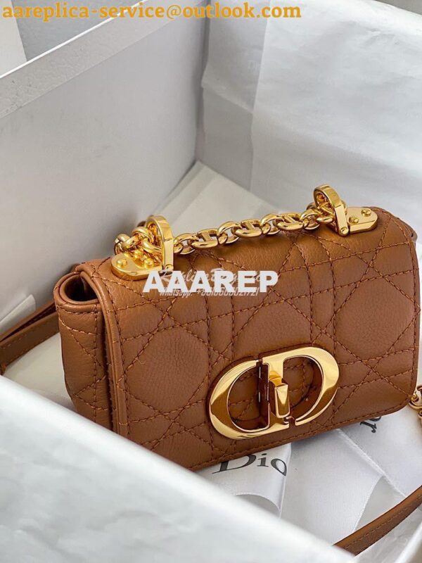 Replica Dior Micro Caro Bag in Cognac Supple Cannage Calfskin S2022 4