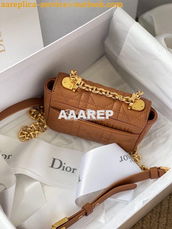 Replica Dior Micro Caro Bag in Cognac Supple Cannage Calfskin S2022 8