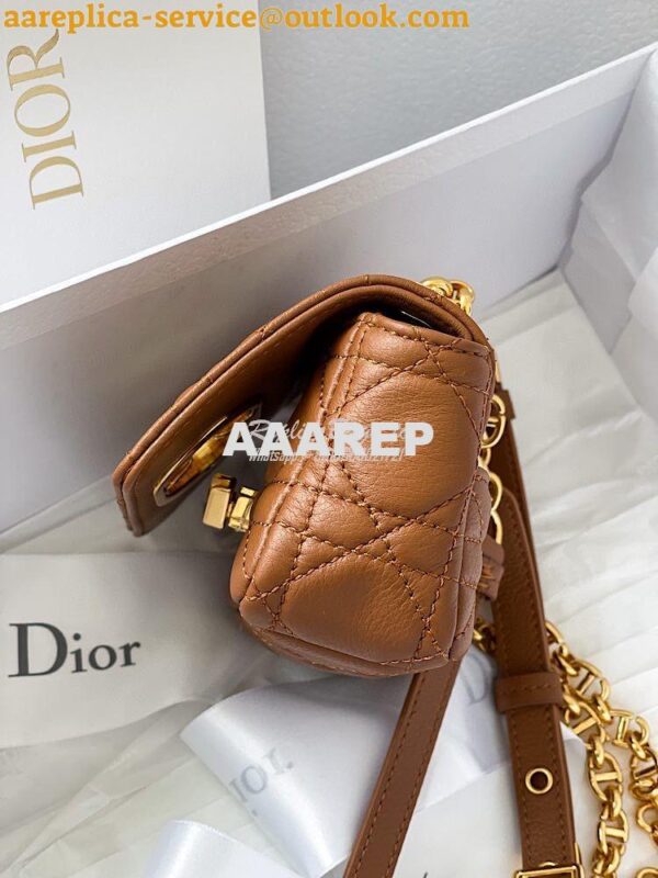 Replica Dior Micro Caro Bag in Cognac Supple Cannage Calfskin S2022 9