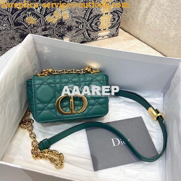 Replica Dior Micro Caro Bag in Tundra Green Supple Cannage Calfskin S2 3