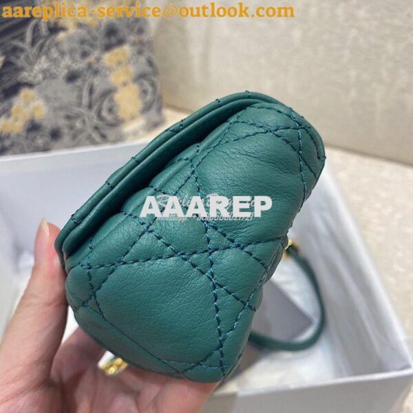 Replica Dior Micro Caro Bag in Tundra Green Supple Cannage Calfskin S2 5