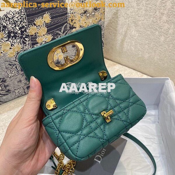 Replica Dior Micro Caro Bag in Tundra Green Supple Cannage Calfskin S2 9