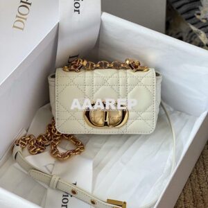 Replica Dior Micro Caro Bag in White Supple Cannage Calfskin S2022