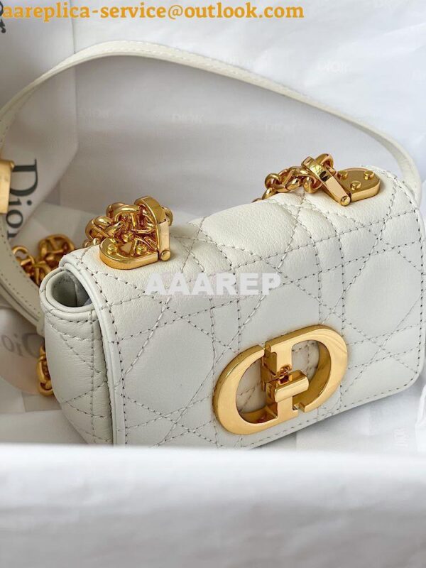 Replica Dior Micro Caro Bag in White Supple Cannage Calfskin S2022 4