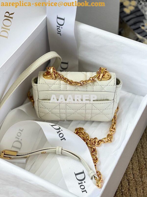 Replica Dior Micro Caro Bag in White Supple Cannage Calfskin S2022 9