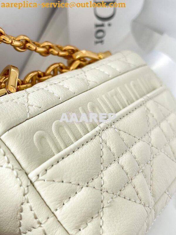 Replica Dior Micro Caro Bag in White Supple Cannage Calfskin S2022 10