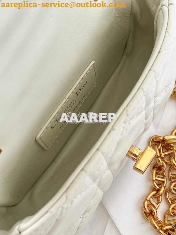 Replica Dior Micro Caro Bag in White Supple Cannage Calfskin S2022 11