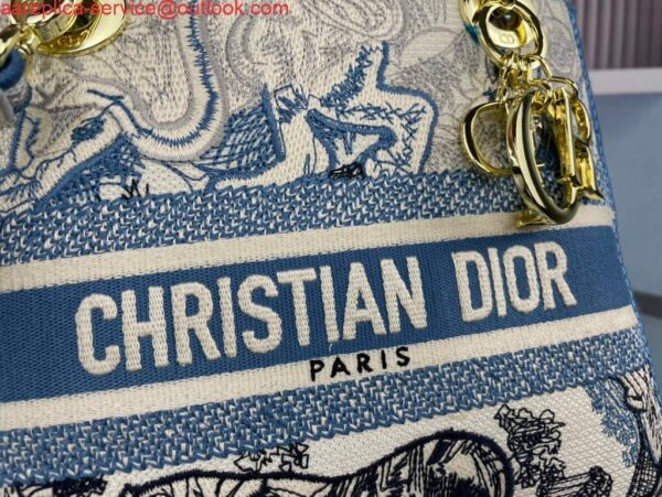 Replica Dior M0565 Medium Lady D-Life Bag Blue Toile de Jouy Embroidery 5