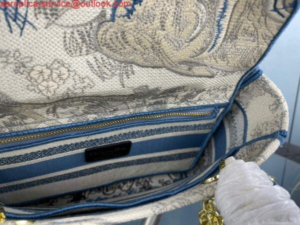 Replica Dior M0565 Medium Lady D-Life Bag Blue Toile de Jouy Embroidery 9