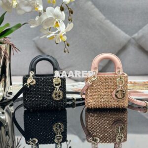 Replica Dior Micro Lady Dior Bag Black Calfskin Embroidered with Stras