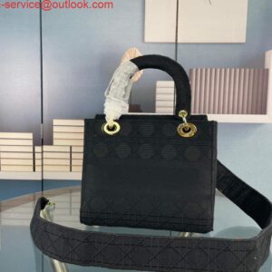 Replica Dior M0565 Medium Lady D-Life Bag Cannage Embroidery Black 2