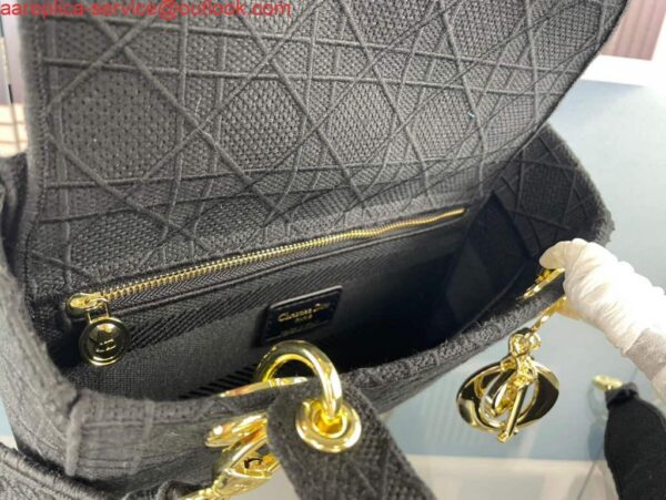 Replica Dior M0565 Medium Lady D-Life Bag Cannage Embroidery Black 8