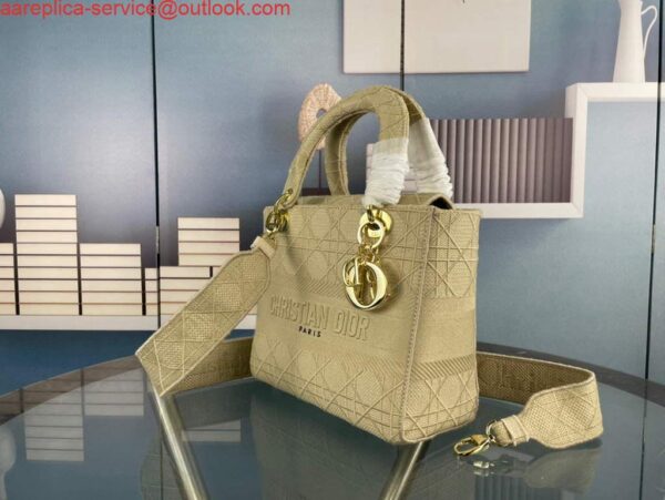 Replica Dior M0565 Medium Lady D-Life Bag Cannage Embroidery Light Yellow 3