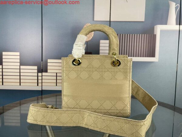 Replica Dior M0565 Medium Lady D-Life Bag Cannage Embroidery Light Yellow 4