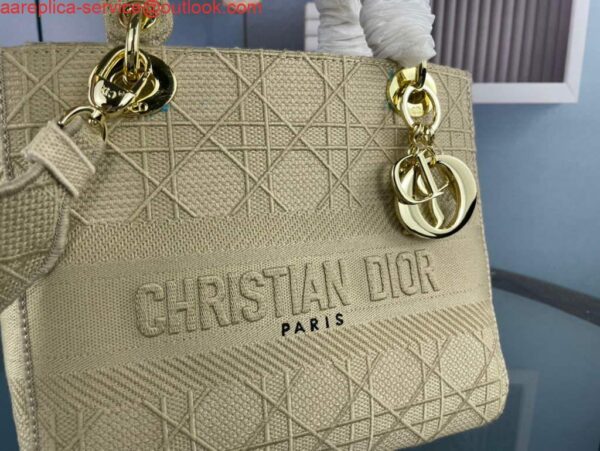 Replica Dior M0565 Medium Lady D-Life Bag Cannage Embroidery Light Yellow 5