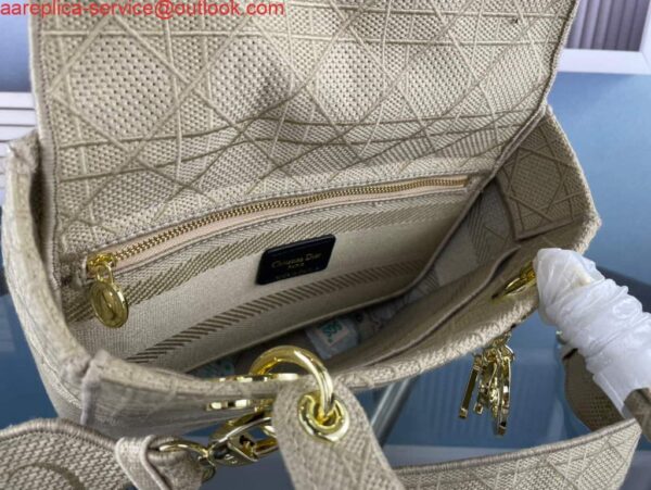 Replica Dior M0565 Medium Lady D-Life Bag Cannage Embroidery Light Yellow 8