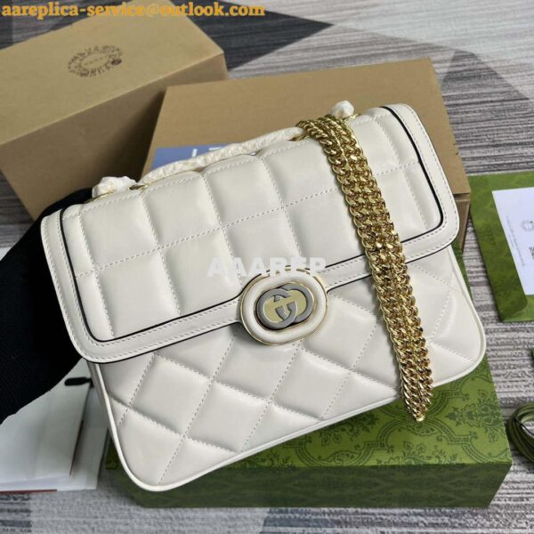 Replica Gucci ‎740834 GG Deco Small Shoulder Bag White 5