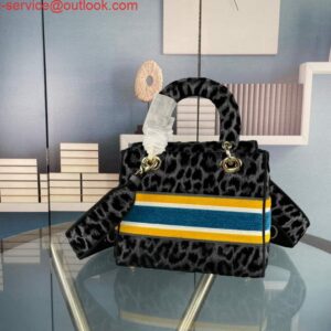 Replica Dior M0565 Medium Lady D-Life Bag Mizza Embroidery Blue and Black with Yellow 2