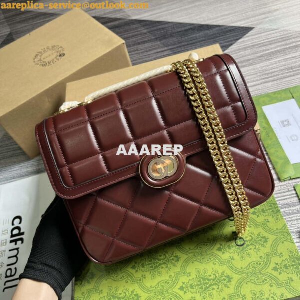 Replica Gucci ‎740834 GG Deco Small Shoulder Bag Wine Red 5