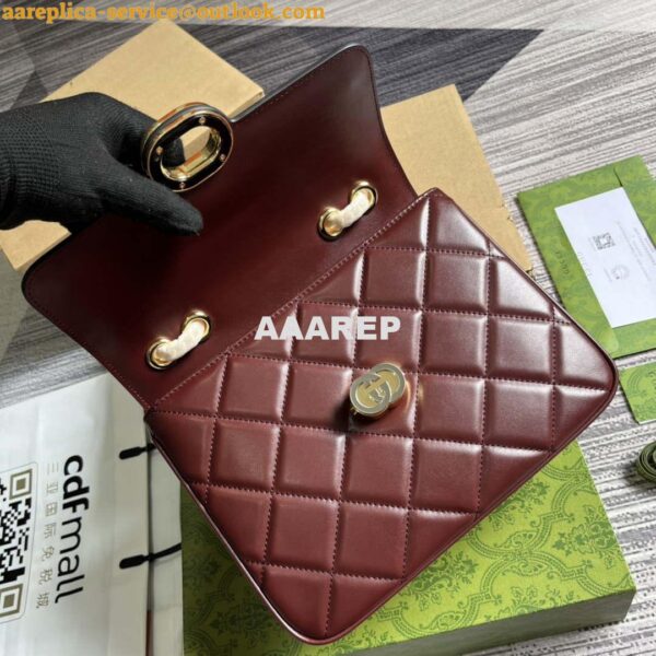 Replica Gucci ‎740834 GG Deco Small Shoulder Bag Wine Red 8