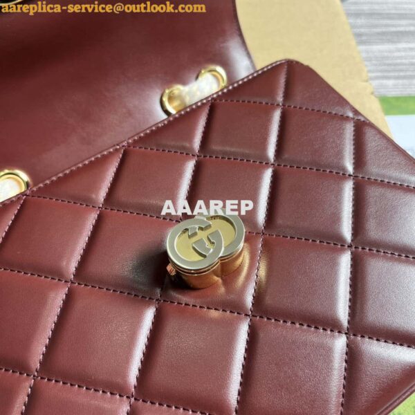 Replica Gucci ‎740834 GG Deco Small Shoulder Bag Wine Red 9