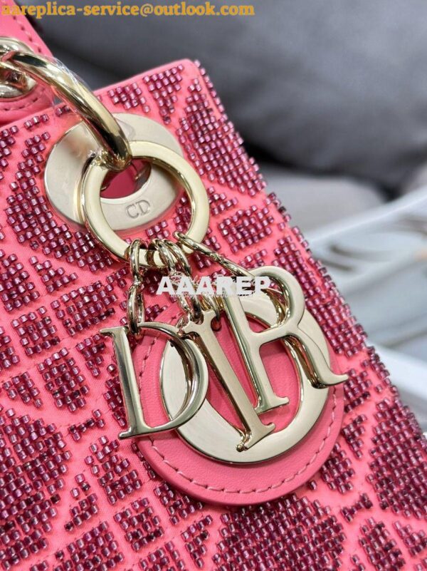 Replica Dior Micro Lady Dior Bag Light Pink Cannage Cotton with Microp 5