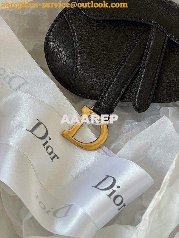 Replica Dior Micro Saddle Bag Black Goatskin S5662 7