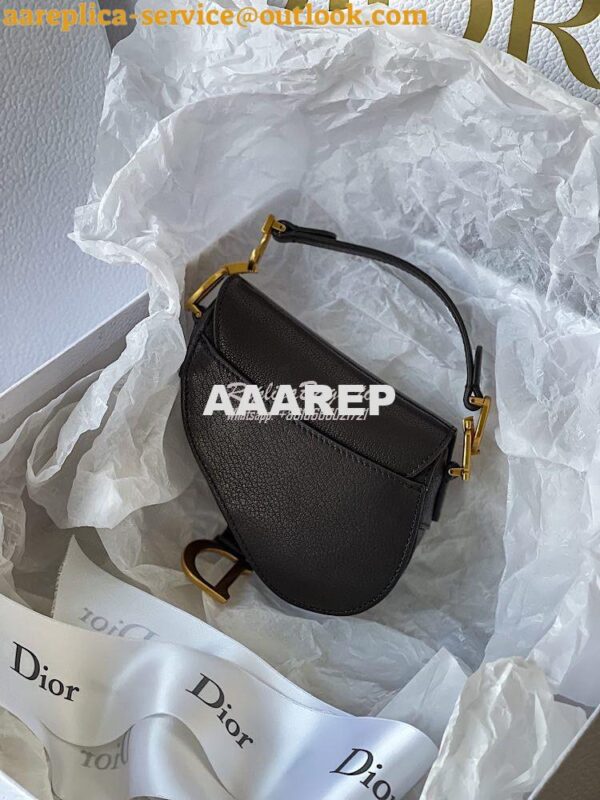 Replica Dior Micro Saddle Bag Black Goatskin S5662 8