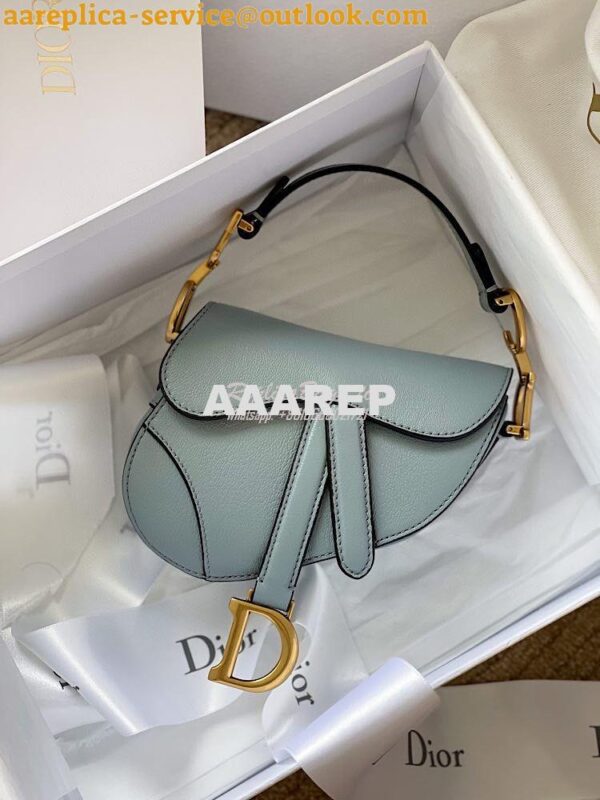 Replica Dior Micro Saddle Bag Cloud Blue Goatskin S5662 4