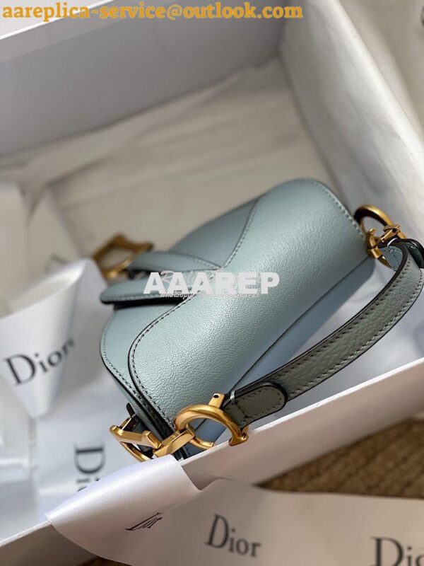 Replica Dior Micro Saddle Bag Cloud Blue Goatskin S5662 5