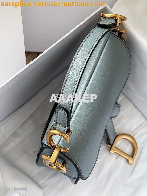 Replica Dior Micro Saddle Bag Cloud Blue Goatskin S5662 9