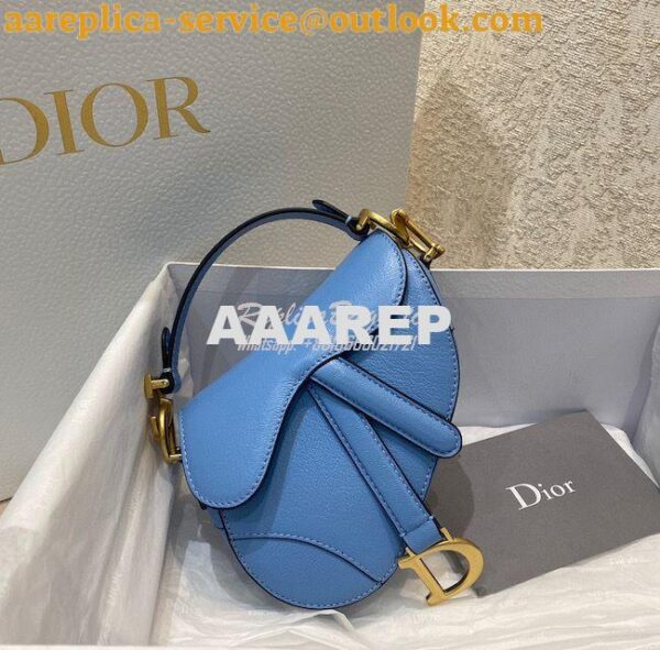 Replica Dior Micro Saddle Bag Cornflower Blue Goatskin S5662 3