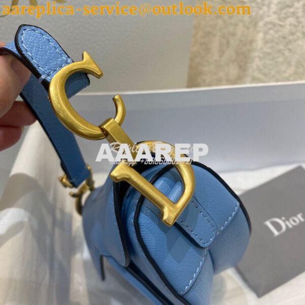 Replica Dior Micro Saddle Bag Cornflower Blue Goatskin S5662 5