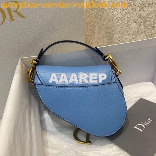 Replica Dior Micro Saddle Bag Cornflower Blue Goatskin S5662 7