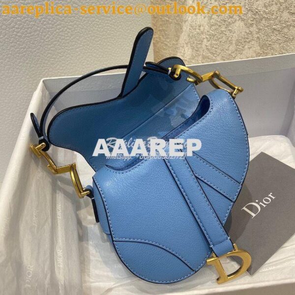 Replica Dior Micro Saddle Bag Cornflower Blue Goatskin S5662 9