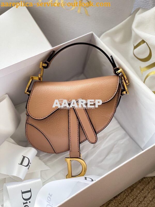 Replica Dior Micro Saddle Bag Rose Des Vents Goatskin S5662 3