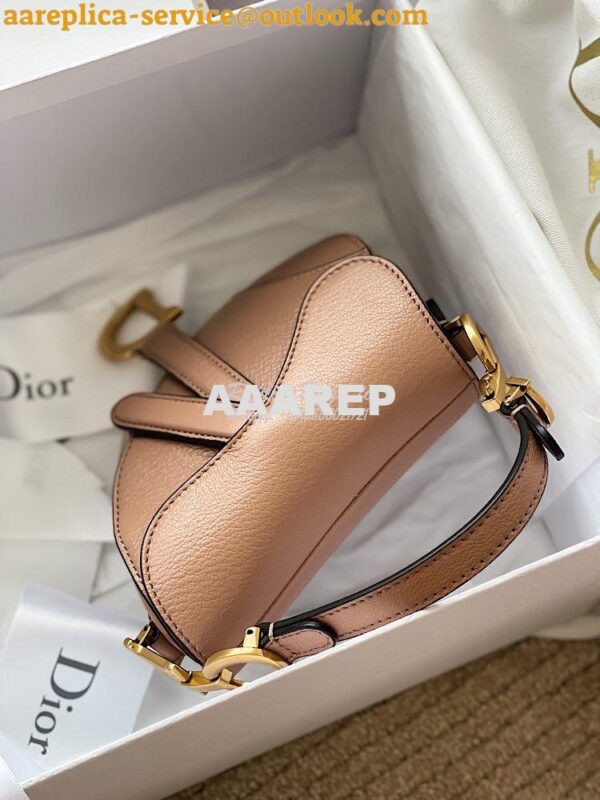 Replica Dior Micro Saddle Bag Rose Des Vents Goatskin S5662 5