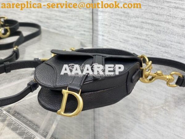 Replica Dior Micro Saddle Bag with Strap Black Goatskin S5685 6