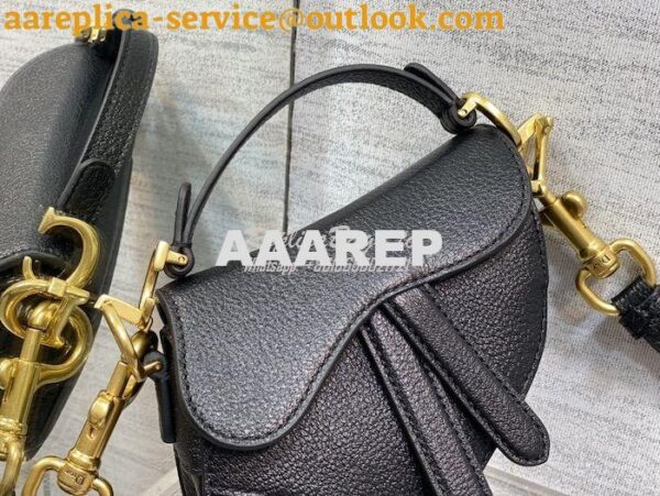 Replica Dior Micro Saddle Bag with Strap Black Goatskin S5685 8