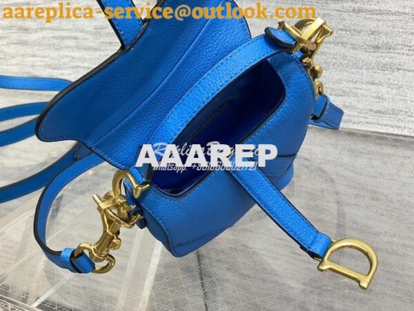 Replica Dior Micro Saddle Bag with Strap Bright Blue Goatskin S5685 11