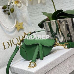 Replica Dior Micro Saddle Bag with Strap Green Goatskin S5685