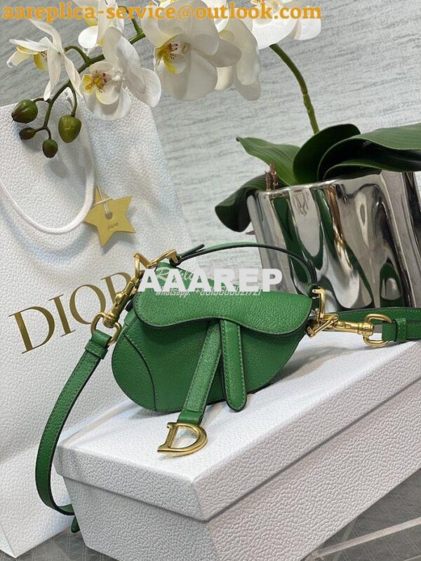 Replica Dior Micro Saddle Bag with Strap Green Goatskin S5685 3