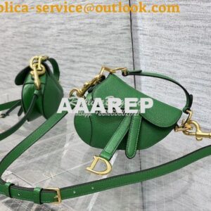 Replica Dior Micro Saddle Bag with Strap Green Goatskin S5685 2