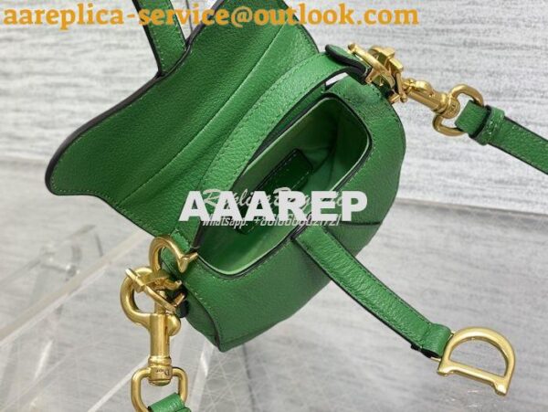 Replica Dior Micro Saddle Bag with Strap Green Goatskin S5685 10